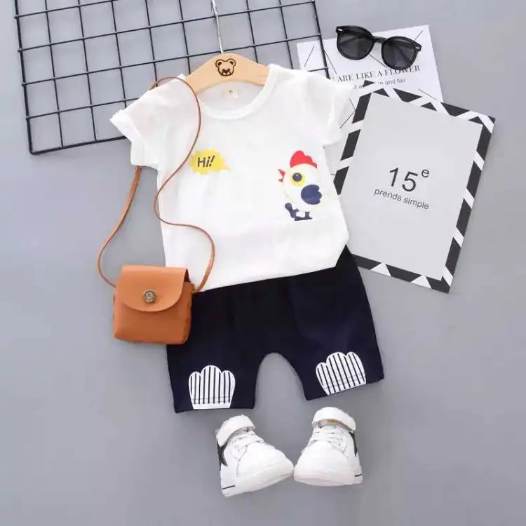 T-Shirt And Short Pant For Kids Baby Boys And Girls Round Neck Short Sleeves Tee Tops Clothes Sets Dresses Outfit