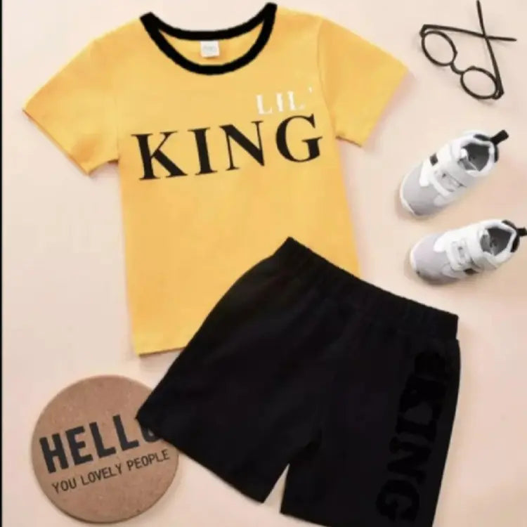 T Shirt And Shorts For Kids, Baby Boy Round Neck Short Sleeves Tee Tops Cloths Sets Dresses Outfit